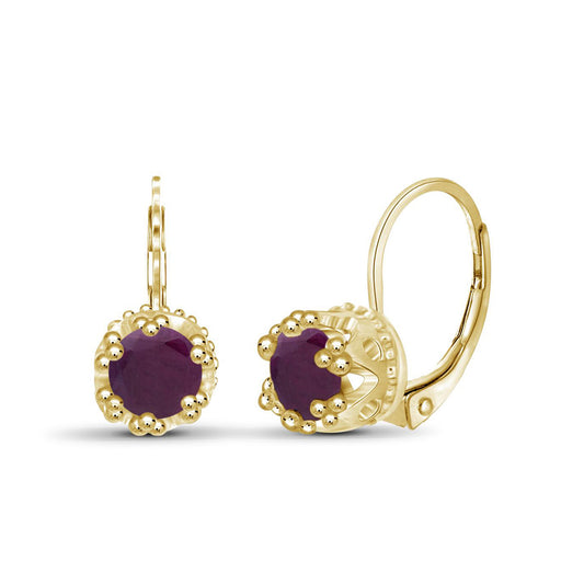 1 1/3 ct. T.G.W. Ruby Crown Earrings in 14K Gold over Silver