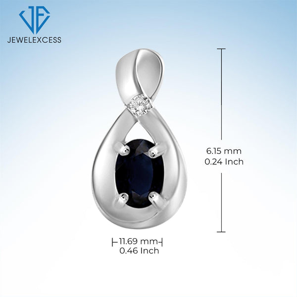 0.60 Carat Sapphire Gemstone and Accent White Diamond Earrings in Sterling Silver