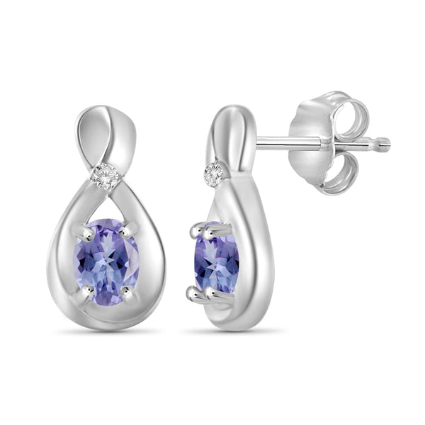 1/2 Carat T.G.W. Tanzanite And White Diamond Accent Sterling Silver Earrings