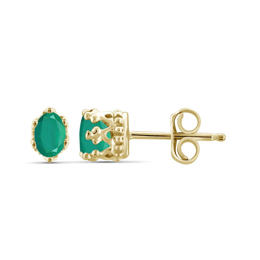 0.46 ct. T.G.W. Emerald Earrings in 14K Gold over Silver
