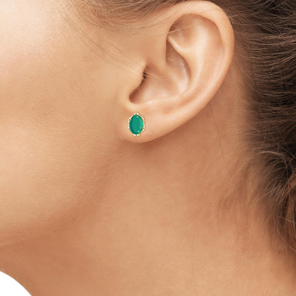 0.46 Carat Emerald Gemstone 14K Gold-Plated Earrings