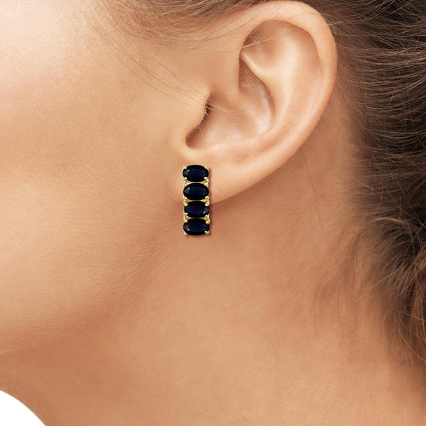 5.35 CTW Sapphire Earrings in 14K Gold-Plated