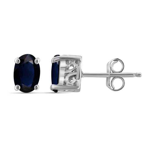 1.30 CTW Sapphire Stud Earrings – Sterling Silver (.925)| Hypoallergenic Studs for Women - Round Cut Set with Push Backs