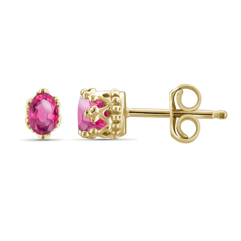 0.32 CTW Pink Topaz Crown Stud Earrings in 14K Gold-Plated