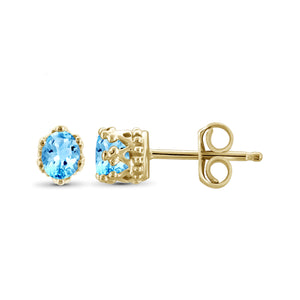 1/3 Carat T.G.W. Blue Topaz 14K Gold-Plated Crown Earrings