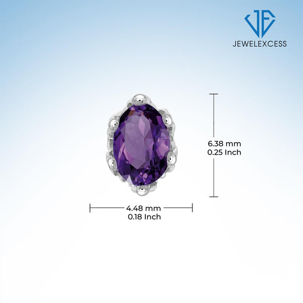 0.5 CTW Amethyst Stud Earrings – Sterling Silver (.925)| Hypoallergenic Studs for Women - Round Cut Set with Push Backs