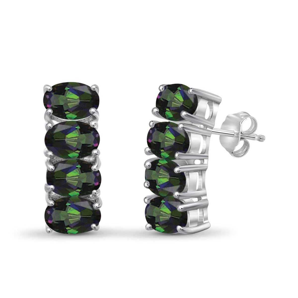 Assorted Gemstone Hoop Earrings in Sterling Silver or 14K Gold over Silver