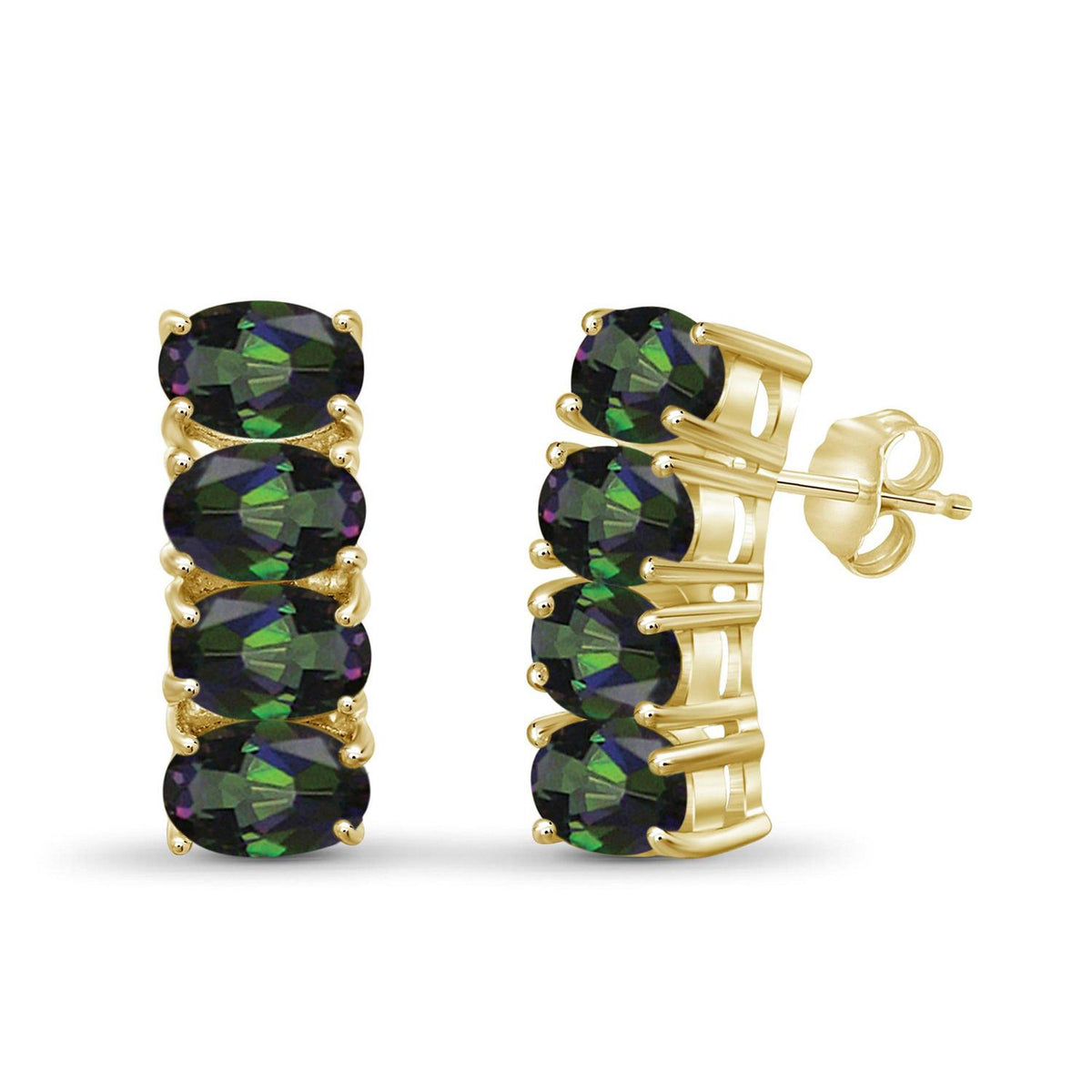 Assorted Gemstone Hoop Earrings in Sterling Silver or 14K Gold over Silver