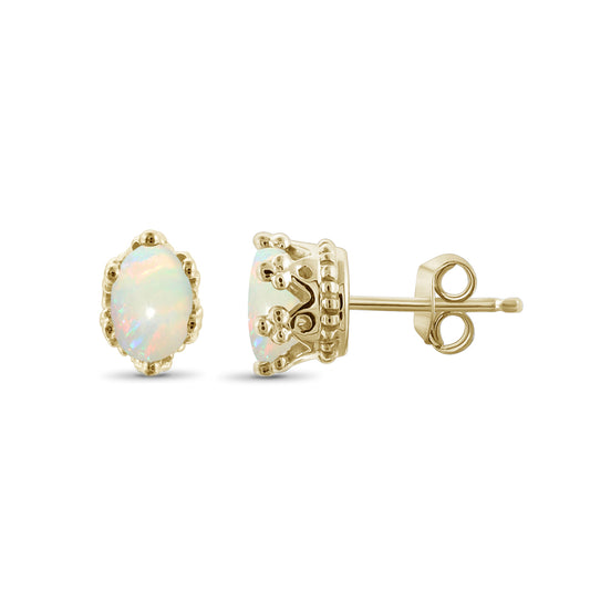 0.52 ct. T.G.W. Opal Stud Earrings in 14K Gold over Silver