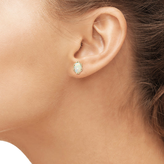 0.52 ct. T.G.W. Opal Stud Earrings in 14K Gold over Silver
