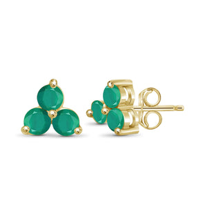 3/4 Carat T.G.W. Emerald 14K Gold-Plated Stud Earrings