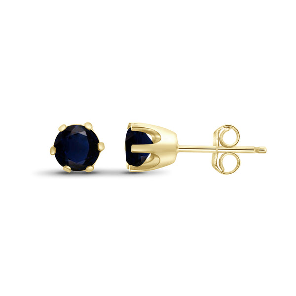 3/4 Carat T.G.W. Sapphire 14K Gold-Plated Stud Earrings