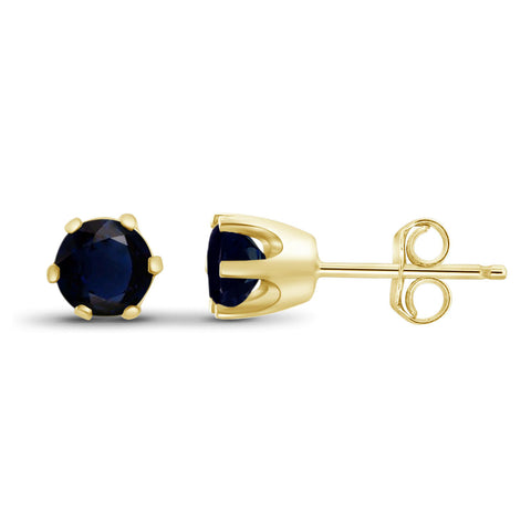 1 Carat T.G.W. Sapphire 14K Gold-Plated Stud Earrings