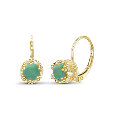 1 Carat T.G.W. Emerald 14K Gold-Plated Crown Earrings