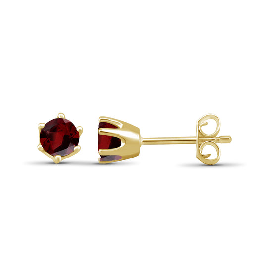 1 1/5 ct. T.G.W. Garnet Stud Earrings in 14K Gold over Silver