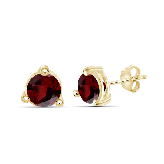 1 1/2 ct. T.G.W. Garnet Stud Earrings in 14K Gold over Silver