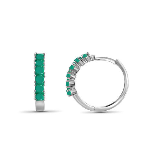 1 3/4 ct. T.G.W. Emerald Hoop Earrings in Sterling Silver