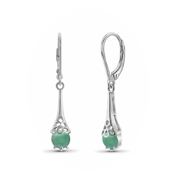 1.00 Carat Emerald Dangle Earrings in Sterling Silver