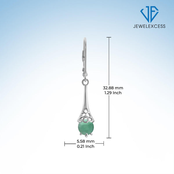1.00 Carat Emerald Dangle Earrings in Sterling Silver