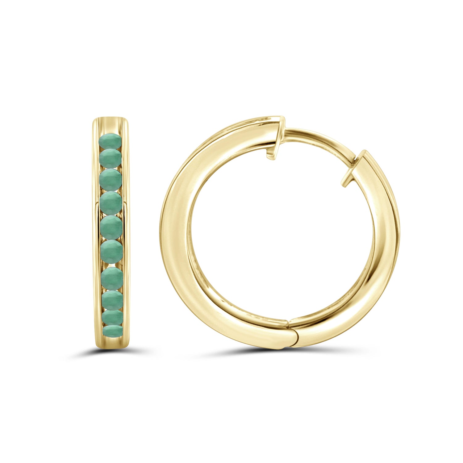 1 1/5 Carat T.G.W. Emerald 14K Gold-Plated Hoop Earrings