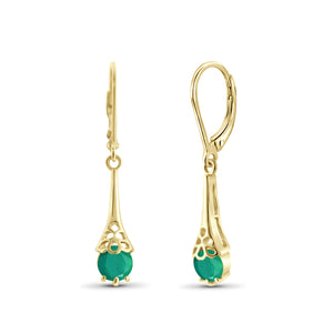 1.00 Carat T.G.W. Emerald 14K Gold-Plated Dangling Earrings