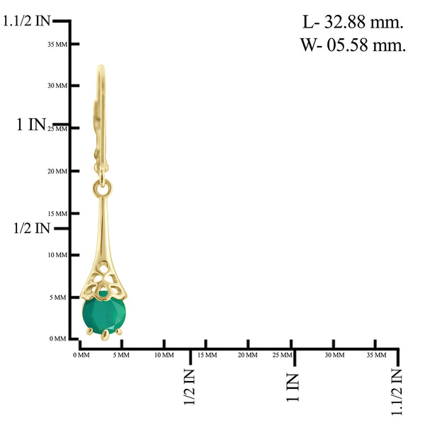 1.00 Carat T.G.W. Emerald 14K Gold-Plated Dangling Earrings
