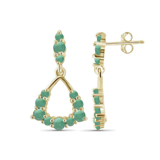 1.75 ct. T.G.W. Emerald Dangle Earrings in 14K Gold over Silver