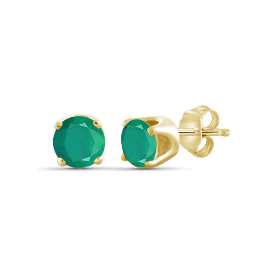 1 ct. T.G.W. Emerald Stud Earrings in 14K Gold over Silver
