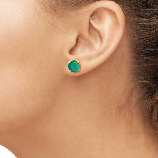 1 ct. T.G.W. Emerald Stud Earrings in 14K Gold over Silver
