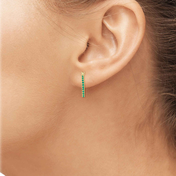 2 1/2 Carat T.G.W. Emerald 14K Gold-Plated Hoop Earrings