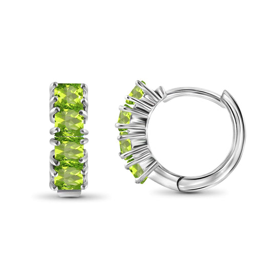 1.33 ct. T.G.W. Peridot Hoop Earrings in Sterling Silver