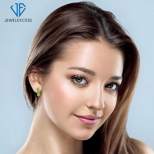 1.33 ct. T.G.W. Peridot Hoop Earrings in Sterling Silver