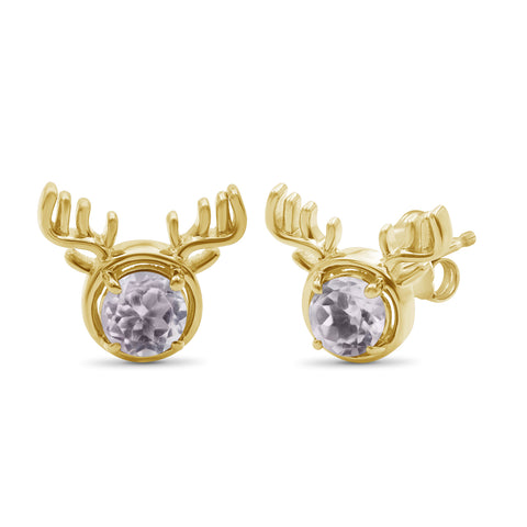 0.60 CTW White Topaz Reindeer Stud Earrings – Sterling Silver (.925)| Hypoallergenic

Studs for Women - Round Cut Set with Push Backs