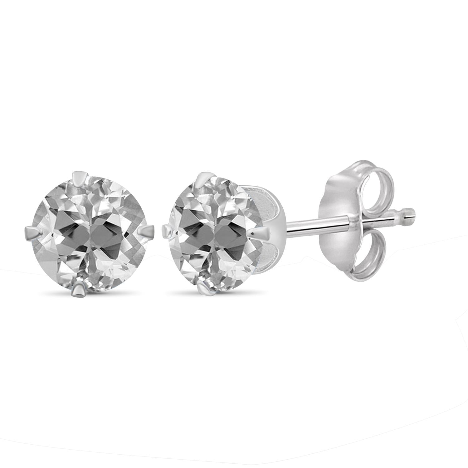 3 CTW White Topaz Stud Earrings – Sterling Silver (.925)| Hypoallergenic

Studs for Women - Round Cut Set with Push Backs