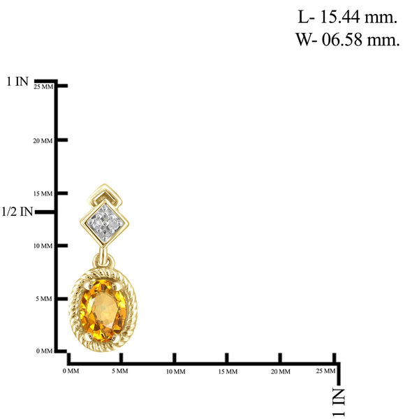 0.90 CTW Citrine & Accent White Diamonds Earrings in 14K Gold-Plated