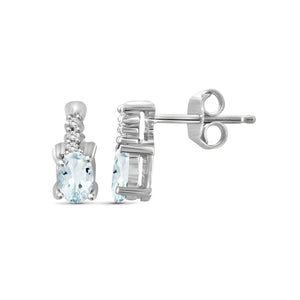 1/2 Carat T.G.W. Aquamarine And White Diamond Accent Sterling Silver Earrings