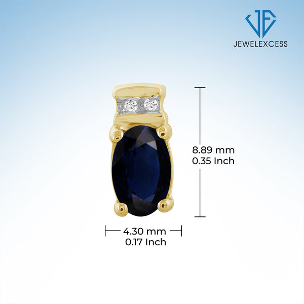1.34 Carat Sapphire Gemstone and Accent White Diamond 14K Gold-Plated Stud Earrings