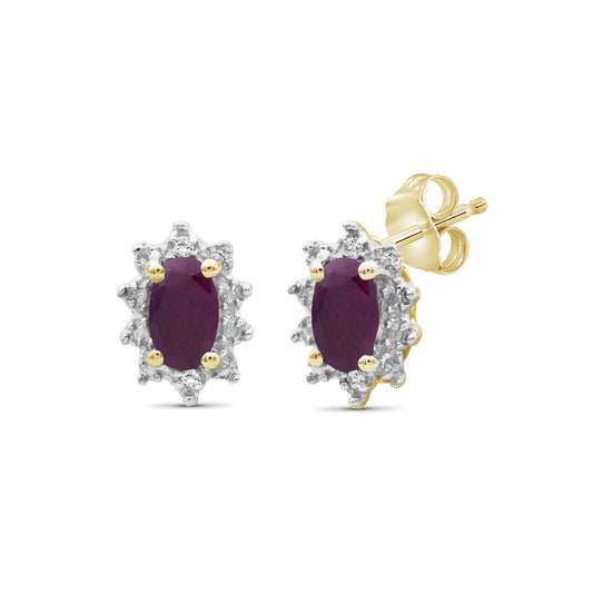 1/2 ct. T.G.W. Ruby Earrings with Diamond Accent in 14K Gold over Silver