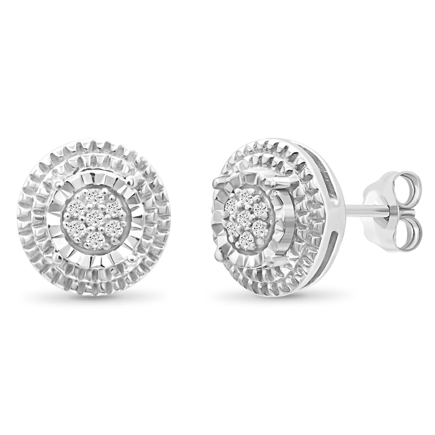 1/20 Carat White Diamond Earrings in Sterling Silver