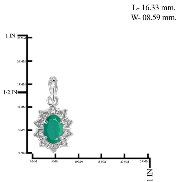 3/4 Carat T.G.W. Emerald And White Diamond Accent Sterling Silver Stud Earrings