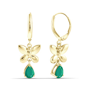 1 1/3 Carat T.G.W. Emerald 14K Gold-Plated Dangling Earrings