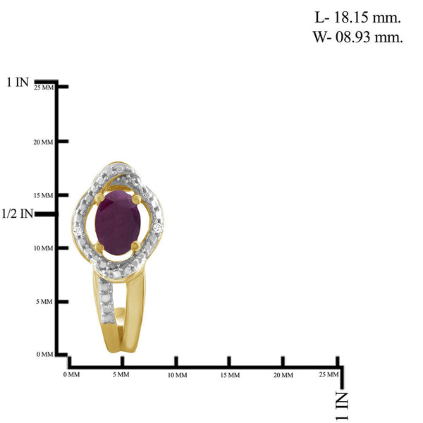 1.00 Carat T.G.W. Ruby And White Diamond Accent 14K Gold-Plated Stud Earrings