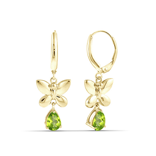 1 1/2 ct. T.G.W. Peridot Dangle Earrings in 14K Gold over Silver