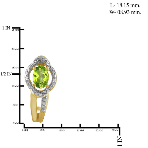 1.00 Carat T.G.W. Peridot And White Diamond Accent 14K Gold-Plated J Hoop Earrings