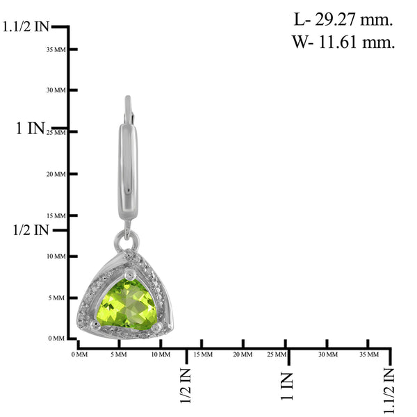 3.00 Carat T.G.W. Peridot And White Diamond Accent Sterling Silver Dangle Earrings