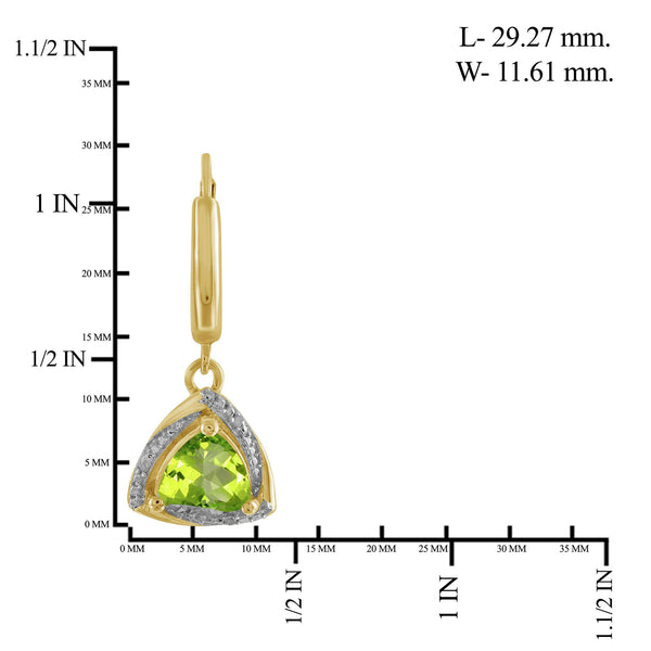 3.00 Carat T.G.W. Peridot And White Diamond Accent 14K Gold-Plated Dangle Earrings