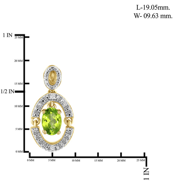1.00 Carat T.G.W. Peridot And White Diamond Accent 14K Gold-Plated Stud Earrings