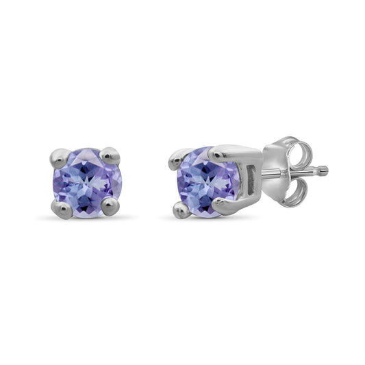 Tanzanite Stud Earrings in Sterling Silver