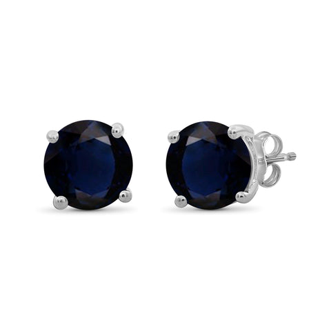 2.40 CTW Sapphire Gemstone Stud Earrings in Sterling Silver