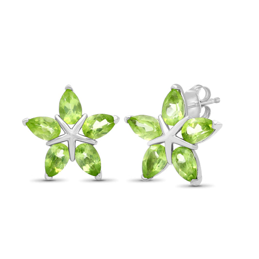 7 1/2 ct. T.G.W. Peridot Flower Earrings in Sterling Silver
